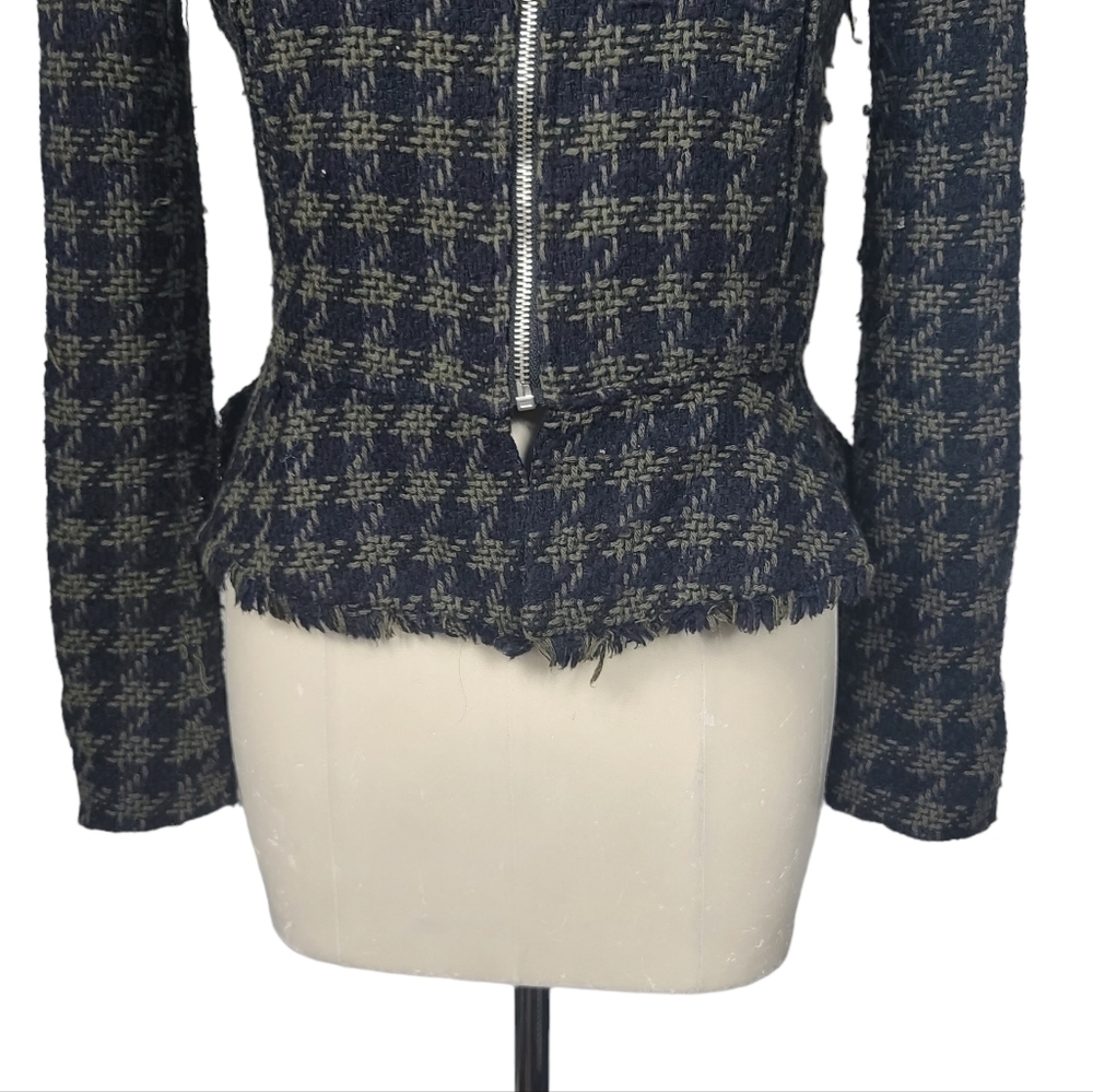Zara Basic Tweed Houndstooth Full Zip Jacket XS - image 5